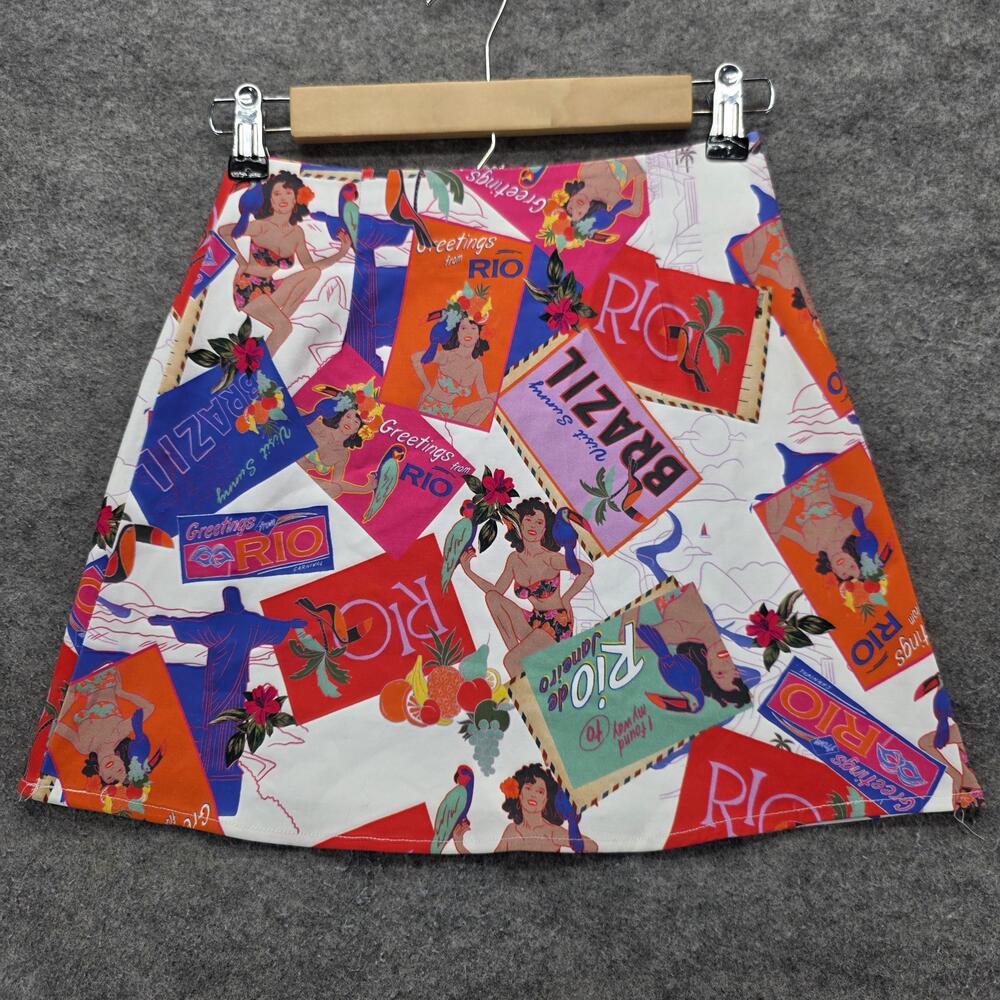 Peppermayo Skirt Womens 0 Multicolor A-Line Lined Tropical Rio Brazil Print